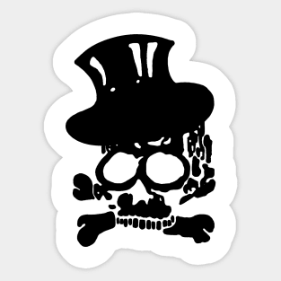 Heavy Metal Black Skull with Crossbones and Top Hat Sticker